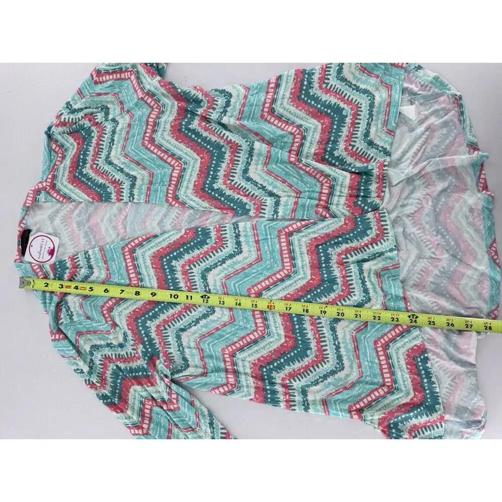 Shiela Rose Cardigan Sweater Sz L Chevron Colorful Artsy Fun Shawl Throw NWT - Picture 12 of 14